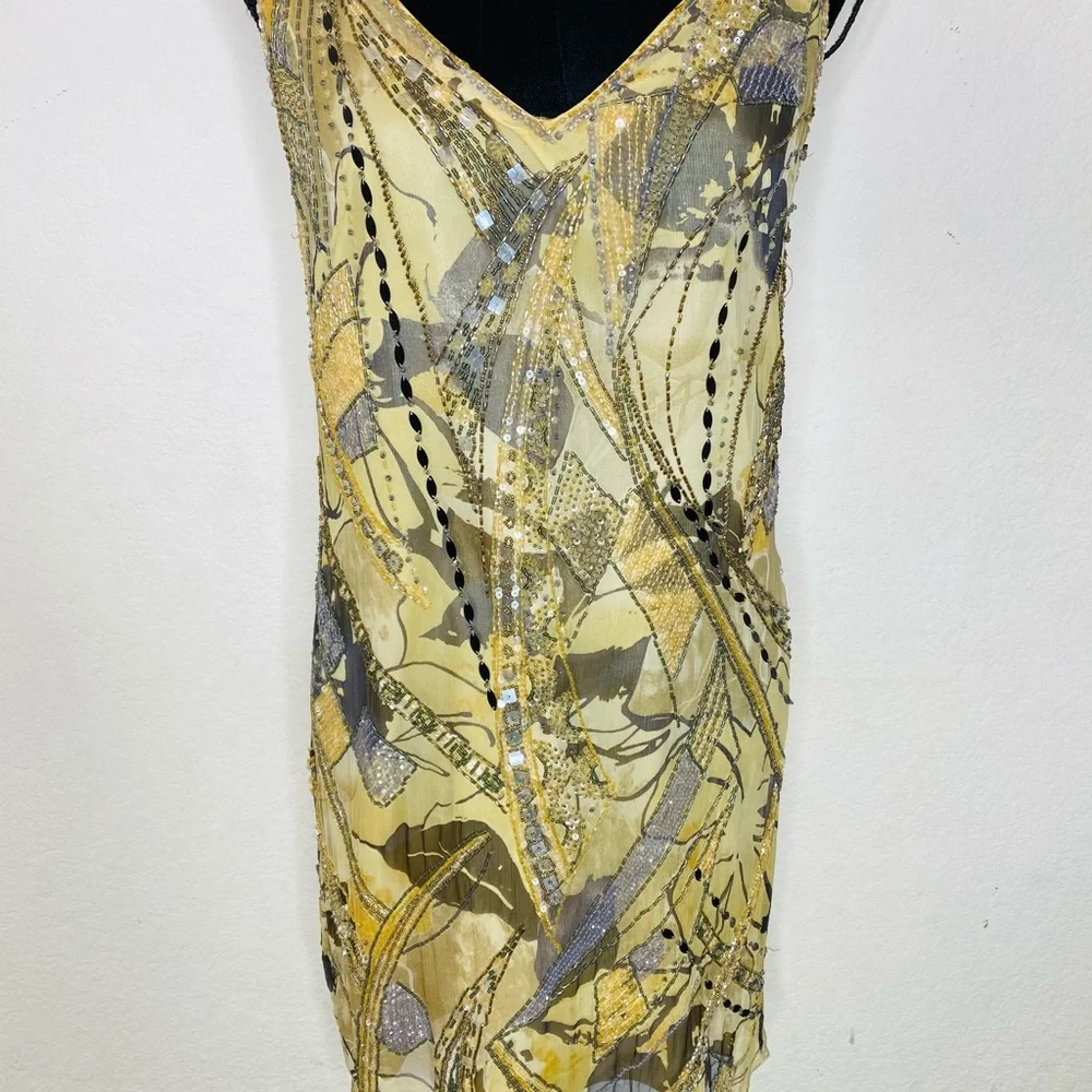 Terani Couture Beaded 100% Silk Dress Size 8 - Picture 3 of 7